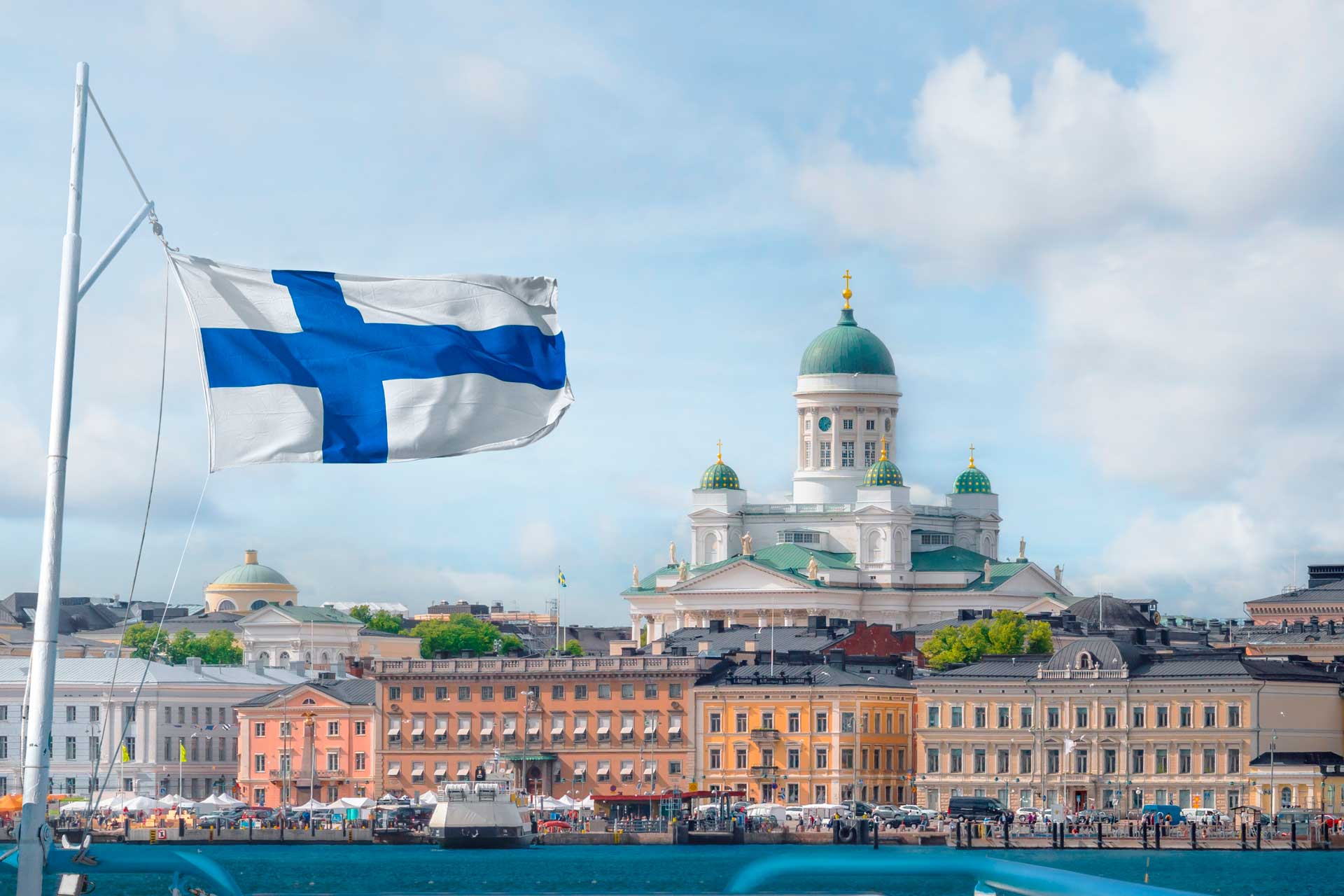 Finnish citizenship concept with Helsinki city view