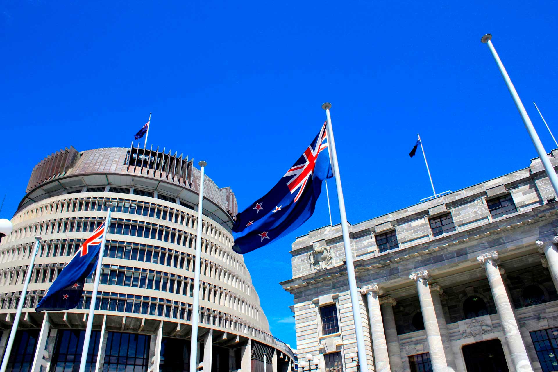 New Zealand with national flag
