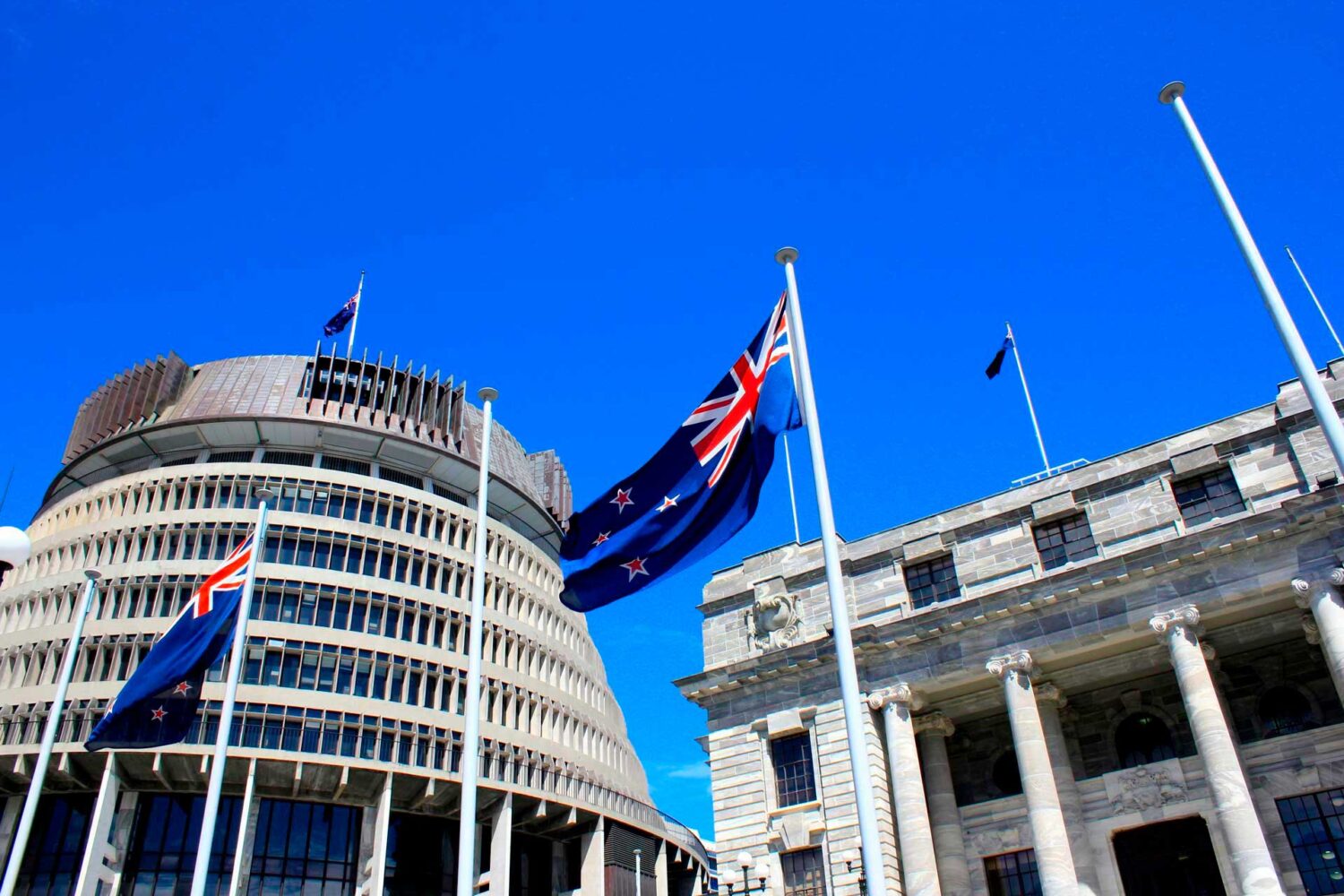 New Zealand with national flag